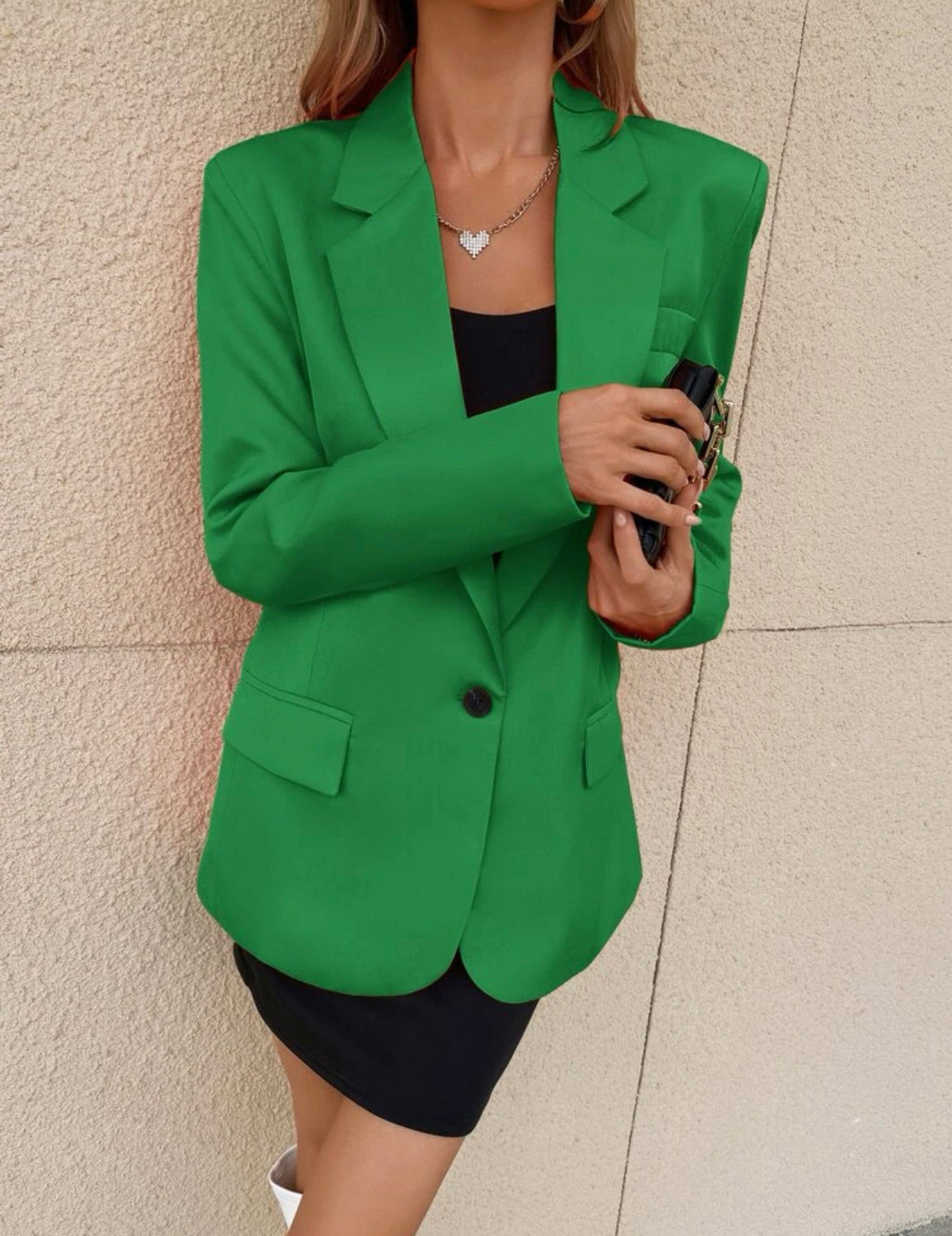 Blazer Verde con botón y solapa