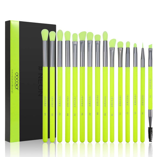 Neon Green 15pcs Eye Brush Set